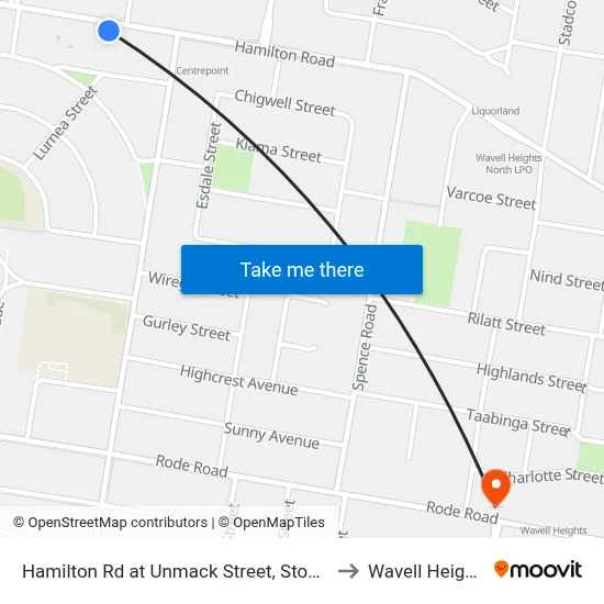 Hamilton Rd at Unmack Street, Stop 50 to Wavell Heights map