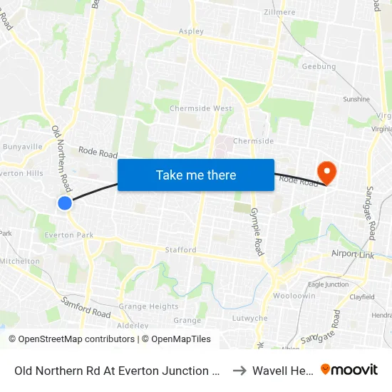 Old Northern Rd At Everton Junction Near Drake St to Wavell Heights map
