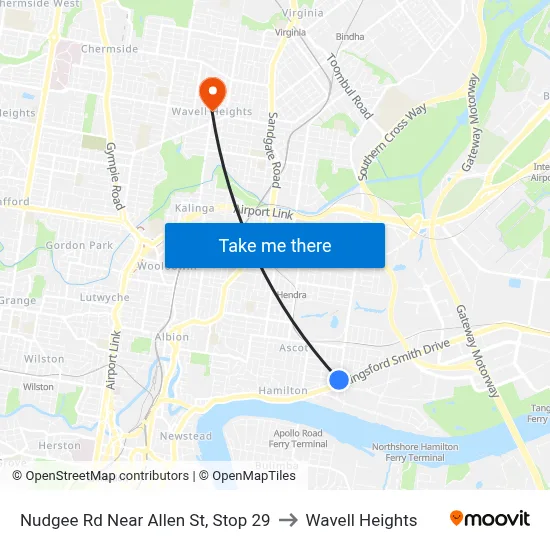 Nudgee Rd Near Allen St, Stop 29 to Wavell Heights map