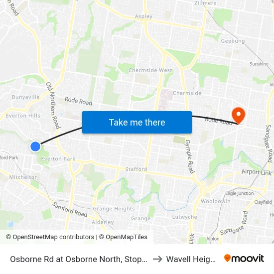 Osborne Rd at Osborne North, Stop 51 to Wavell Heights map