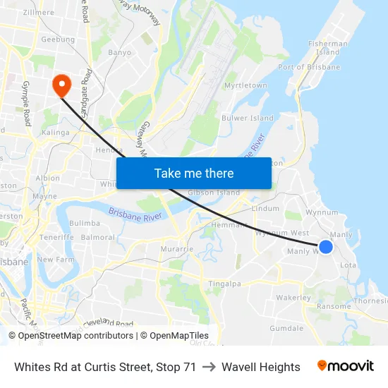Whites Rd at Curtis Street, Stop 71 to Wavell Heights map