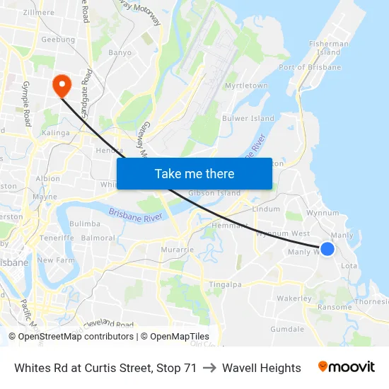 Whites Rd at Curtis Street, Stop 71 to Wavell Heights map