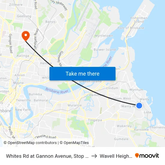 Whites Rd at Gannon Avenue, Stop 72 to Wavell Heights map