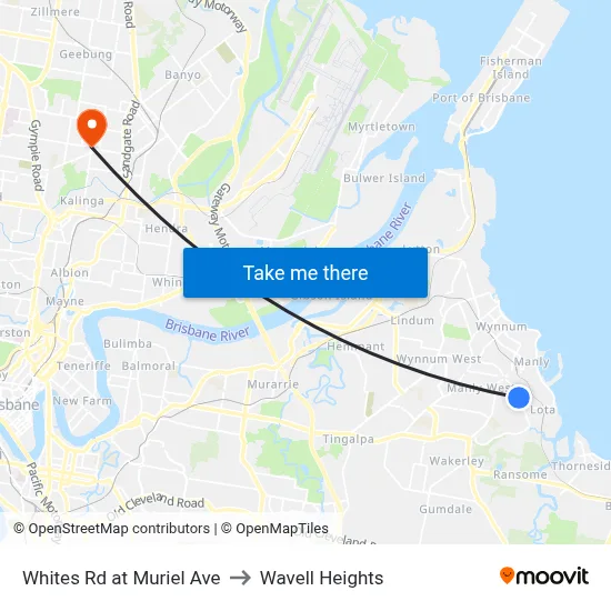 Whites Rd at Muriel Ave to Wavell Heights map