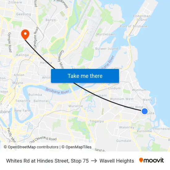 Whites Rd at Hindes Street, Stop 75 to Wavell Heights map