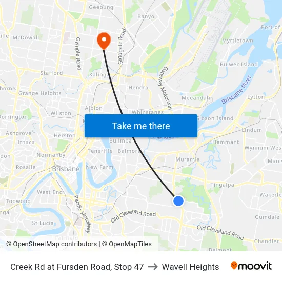 Creek Rd at Fursden Road, Stop 47 to Wavell Heights map