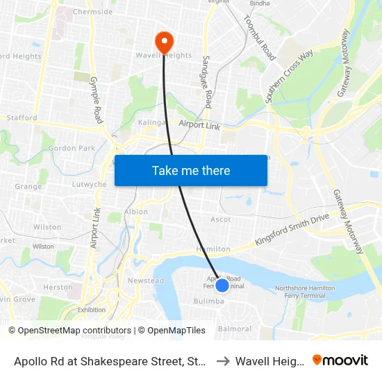 Apollo Rd at Shakespeare Street, Stop 39 to Wavell Heights map