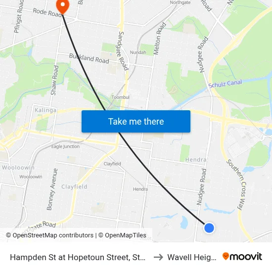 Hampden St at Hopetoun Street, Stop 30 to Wavell Heights map