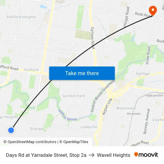 Days Rd at Yarradale Street, Stop 2a to Wavell Heights map