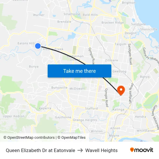 Queen Elizabeth Dr at Eatonvale to Wavell Heights map