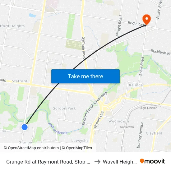 Grange Rd at Raymont Road, Stop 27 to Wavell Heights map