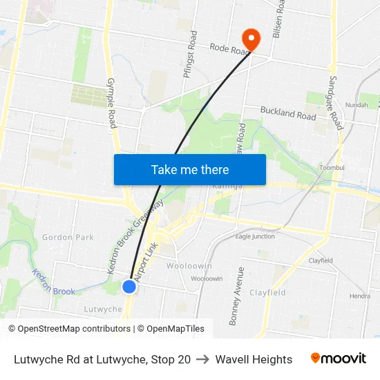 Lutwyche Rd at Lutwyche, Stop 20 to Wavell Heights map