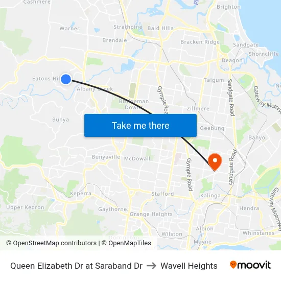 Queen Elizabeth Dr at Saraband Dr to Wavell Heights map