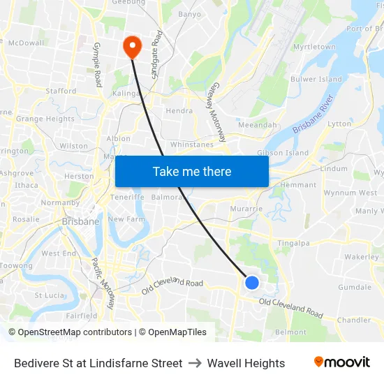 Bedivere St at Lindisfarne Street to Wavell Heights map