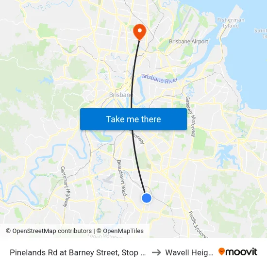 Pinelands Rd at Barney Street, Stop 70/71 to Wavell Heights map