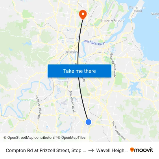Compton Rd at Frizzell Street, Stop 85 to Wavell Heights map