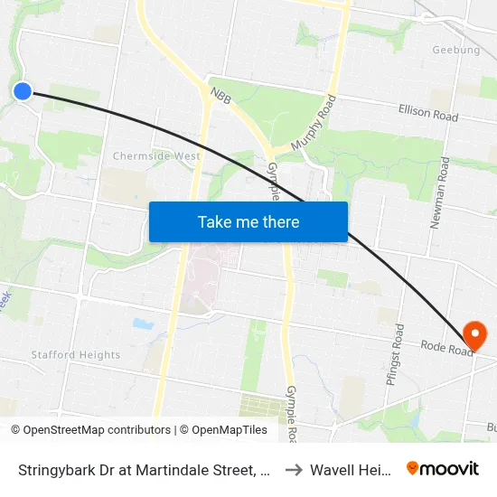 Stringybark Dr at Martindale Street, Stop 47 to Wavell Heights map