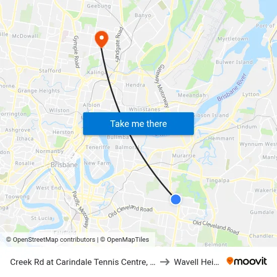 Creek Rd at Carindale Tennis Centre, Stop 46 to Wavell Heights map