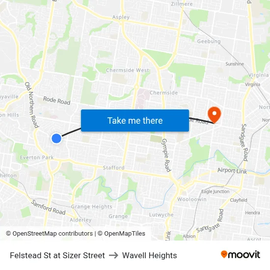 Felstead St at Sizer Street to Wavell Heights map