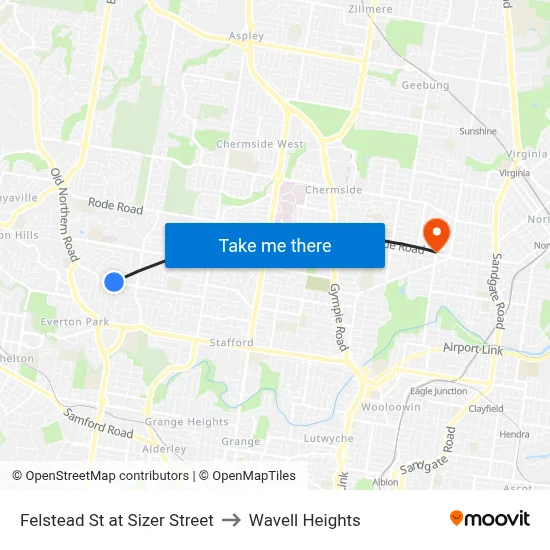 Felstead St at Sizer Street to Wavell Heights map