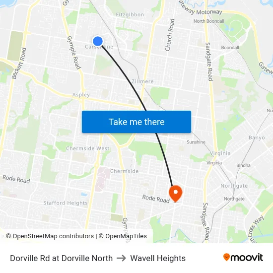 Dorville Rd at Dorville North to Wavell Heights map