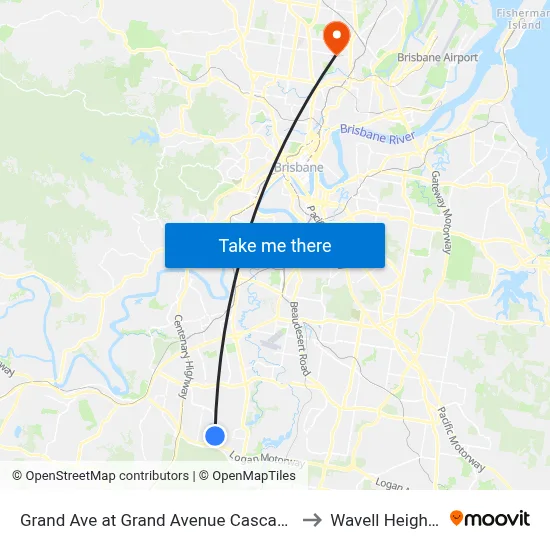 Grand Ave at Grand Avenue Cascade to Wavell Heights map