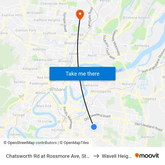 Chatsworth Rd at Rossmore Ave, Stop 32 to Wavell Heights map