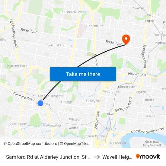 Samford Rd at Alderley Junction, Stop 26 to Wavell Heights map