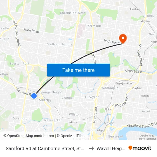 Samford Rd at Camborne Street, Stop 28 to Wavell Heights map
