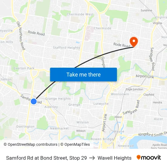 Samford Rd at Bond Street, Stop 29 to Wavell Heights map