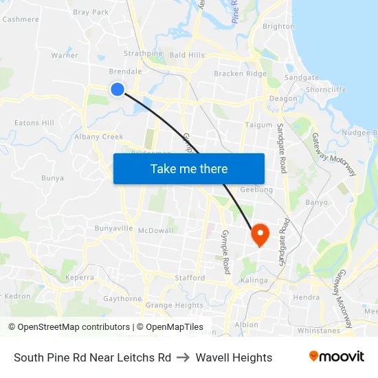 South Pine Rd Near Leitchs Rd to Wavell Heights map