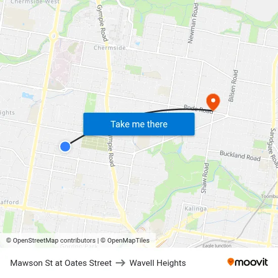 Mawson St at Oates Street to Wavell Heights map