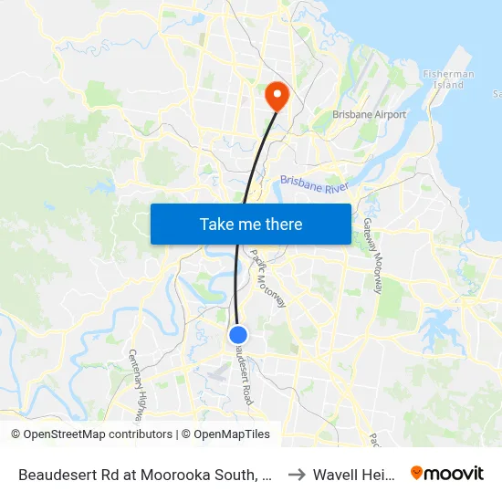Beaudesert Rd at Moorooka South, Stop 38 to Wavell Heights map