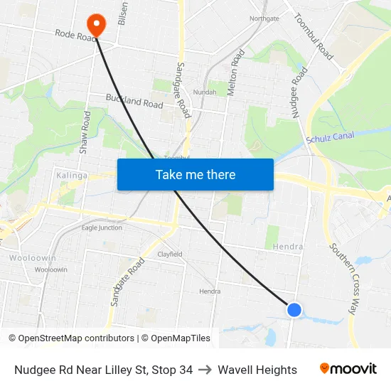 Nudgee Rd Near Lilley St, Stop 34 to Wavell Heights map