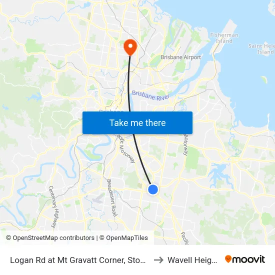 Logan Rd at Mt Gravatt Corner, Stop 44 to Wavell Heights map