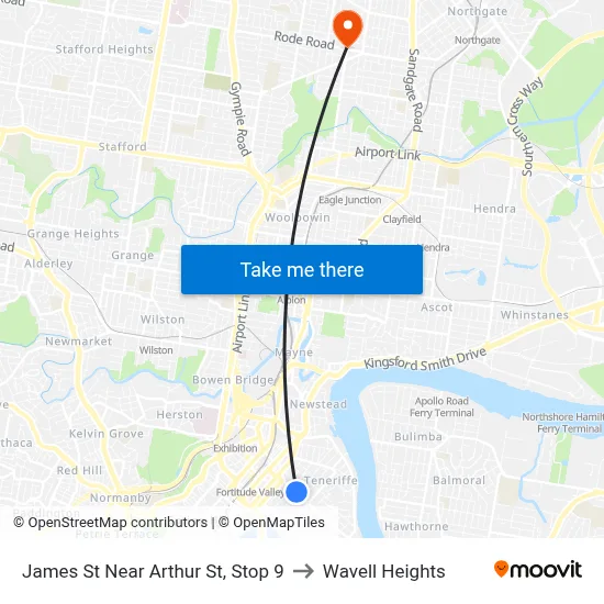 James St Near Arthur St, Stop 9 to Wavell Heights map