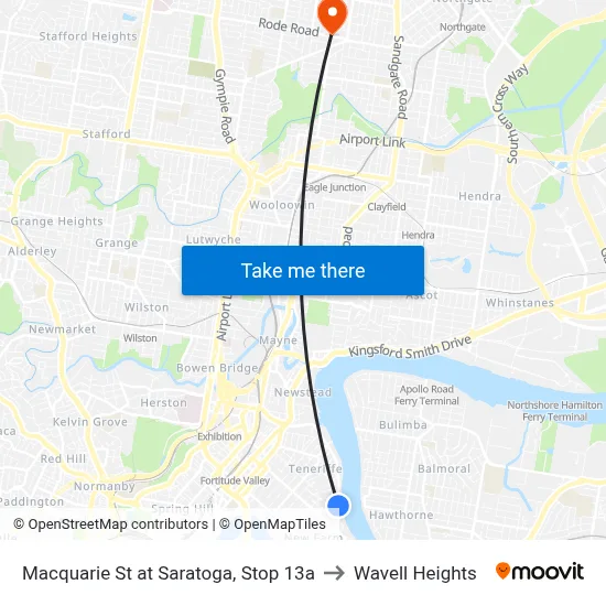 Macquarie St at Saratoga, Stop 13a to Wavell Heights map