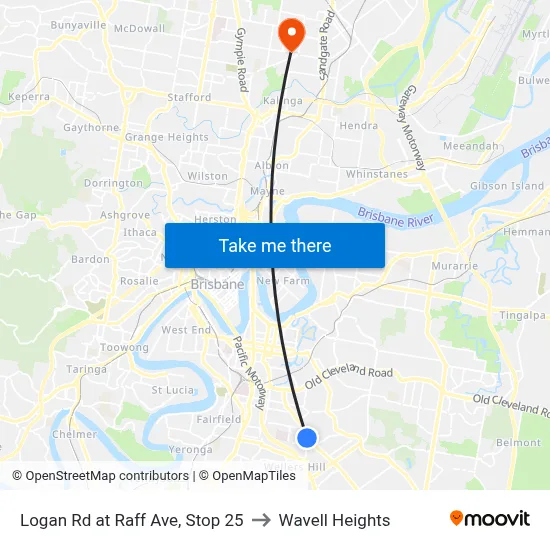 Logan Rd at Raff Ave, Stop 25 to Wavell Heights map