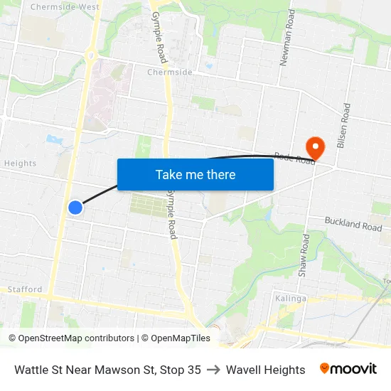 Wattle St Near Mawson St, Stop 35 to Wavell Heights map