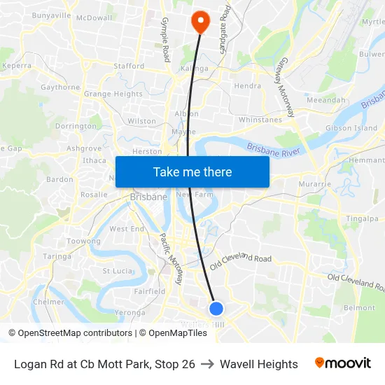 Logan Rd at Cb Mott Park, Stop 26 to Wavell Heights map
