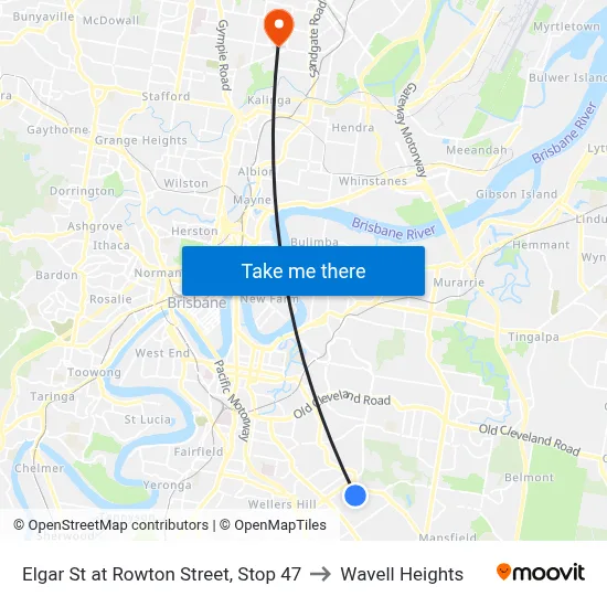 Elgar St at Rowton Street, Stop 47 to Wavell Heights map