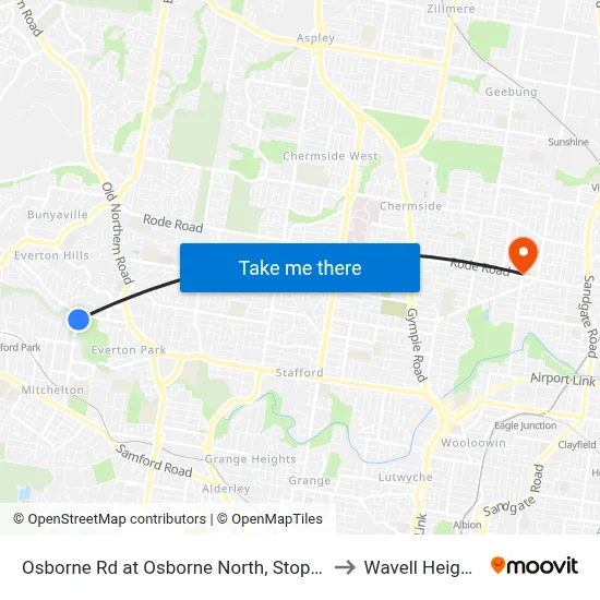 Osborne Rd at Osborne North, Stop 51 to Wavell Heights map