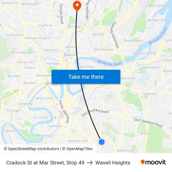 Cradock St at Mar Street, Stop 49 to Wavell Heights map