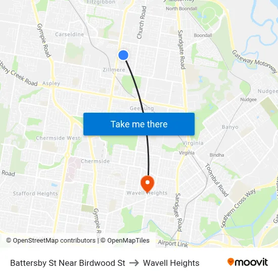 Battersby St Near Birdwood St to Wavell Heights map