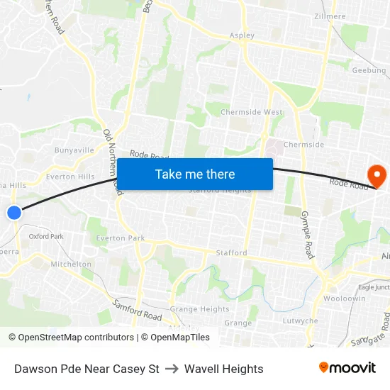 Dawson Pde Near Casey St to Wavell Heights map