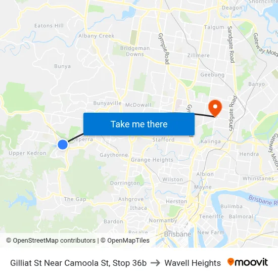 Gilliat St Near Camoola St, Stop 36b to Wavell Heights map