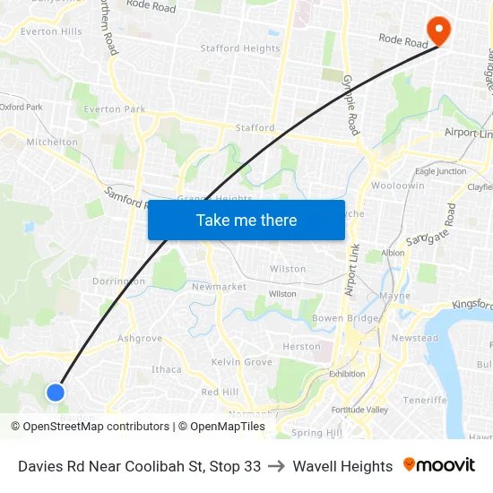 Davies Rd Near Coolibah St, Stop 33 to Wavell Heights map