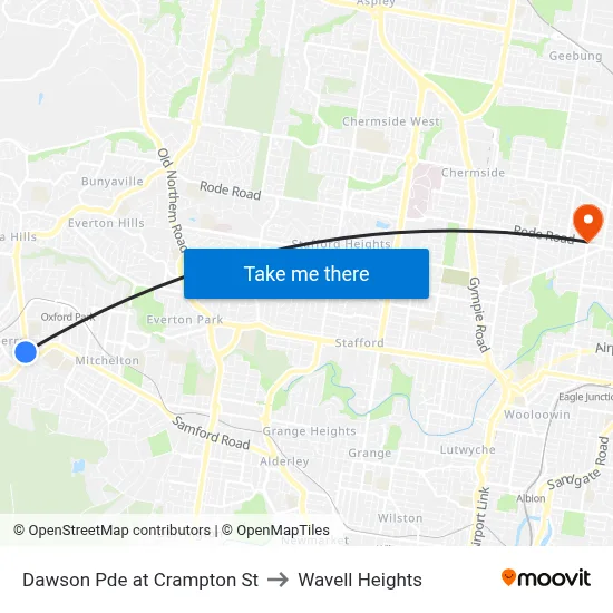 Dawson Pde at Crampton St to Wavell Heights map