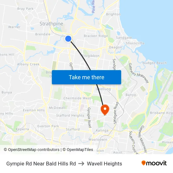 Gympie Rd Near Bald Hills Rd to Wavell Heights map