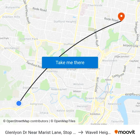 Glenlyon Dr Near Marist Lane, Stop 39c to Wavell Heights map
